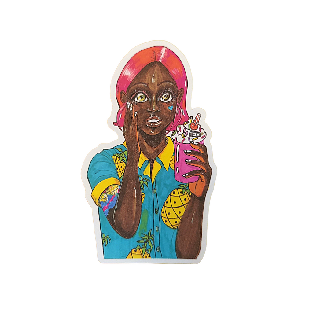 Black Anime Girl Sticker